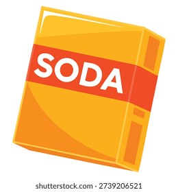 Box of baking soda vector isolated illustration suitable for household cleaning cooking ingredient packaging design kitchen supplies branding and everyday domestic use themes