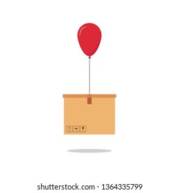 Box and balloon vector. wallpaper. free space for text. Send parcels.