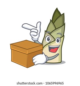 With box bamboo shoot character cartoon vector illusration