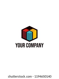 Box Bar Chart Abstract Logo Template