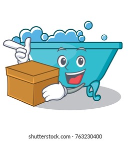 With box bathtub character cartoon style