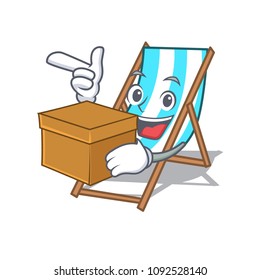 With box beach chair character cartoon