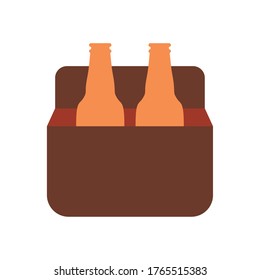box with beer bottles icon over white background, flat style, vector illustration