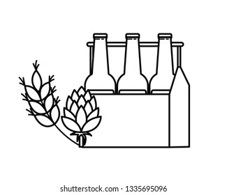 box with beer bottles isolated icon