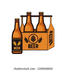 box with beer bottles isolated icon