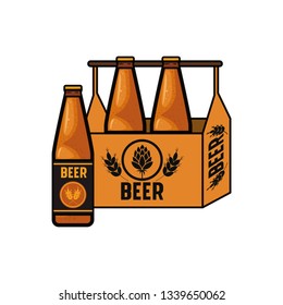 box with beer bottles isolated icon