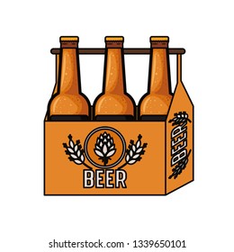 box with beer bottles isolated icon