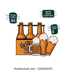 box with beer bottles isolated icon