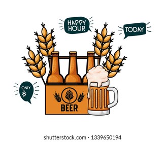 box with beer bottles isolated icon