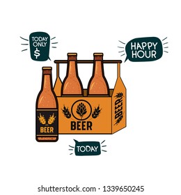 box with beer bottles isolated icon