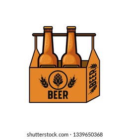 box with beer bottles isolated icon