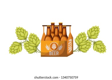 box with beer bottles isolated icon