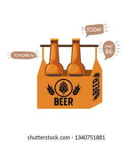 box with beer bottles isolated icon