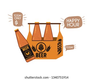 box with beer bottles isolated icon