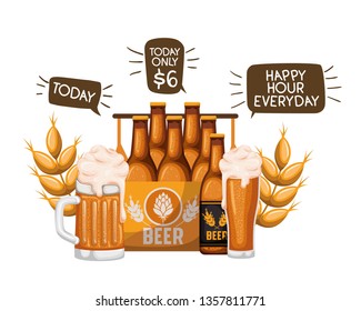 box with beer bottles isolated icon