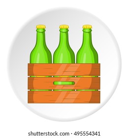 Box of beer icon in cartoon style isolated on white circle background. Alcoholic beverage symbol vector illustration 