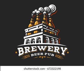 Box beer logo- vector illustration, emblem brewery design on dark background