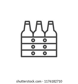 Box of beer outline icon. linear style sign for mobile concept and web design. Beer Bottles Crate simple line vector icon. Symbol, logo illustration. Pixel perfect vector graphics