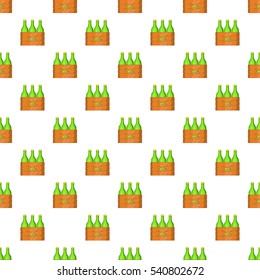 Box of beer pattern. Cartoon illustration of box of beer vector pattern for web