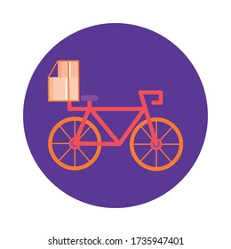 box in bicycle delivery service block style vector illustration design