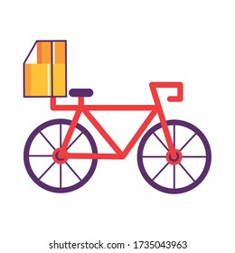 box in bicycle delivery service detailed style vector illustration design