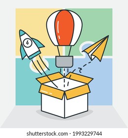 box with big idea related icons around
