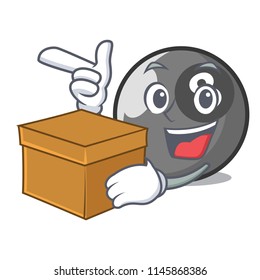 With box billiard ball character cartoon
