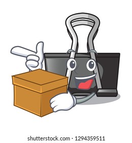 With box binder clip isolated on the cartoon