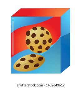 Box Of Biscuit, Cookie Or Crackers.Colorful Raster Illustration In Flat Cartoon Style