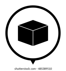 box - black vector  icon; map pointer