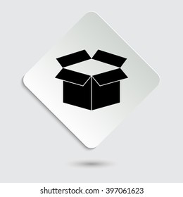 box - black vector icon  on a paper button