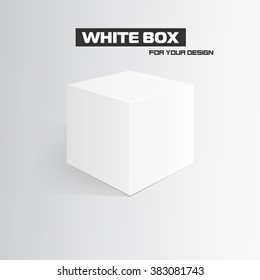 Box blank on a abstract background. White cube template. Box template. Box mock up. Box square. Vector illustration, eps 10