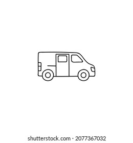 box blind car icon in flat black line style, isolated on white 