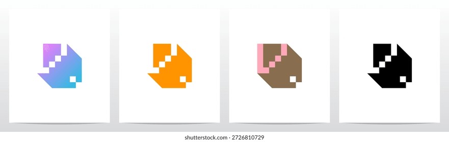Bloque de caja Pixel Letra cuadrada Diseño inicial del logotipo V