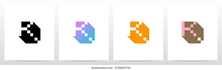 Kasten Block Pixel Quadratischer Buchstabe Initial Logo Design K