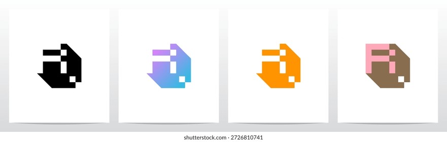 Caixa de Bloco Pixel Quadrado Letra Inicial Logo Design R