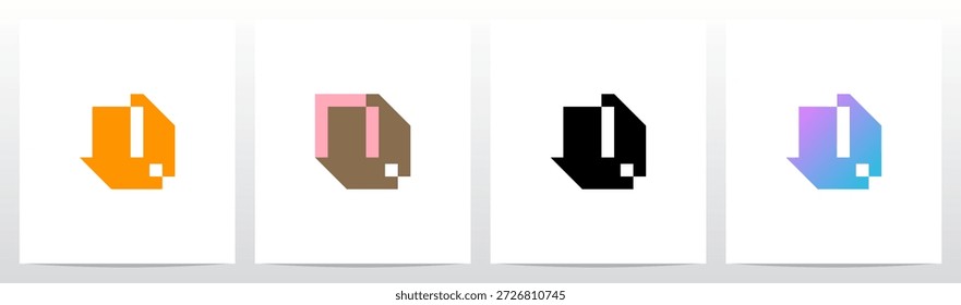 Bloque de caja Pixel Letra cuadrada Diseño inicial del logotipo N