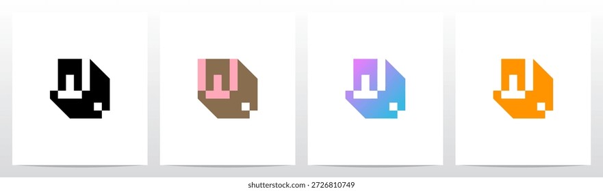Bloque de caja Pixel Letra cuadrada Diseño inicial del logotipo W