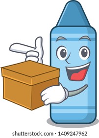 With box blue crayon in the cartoon column