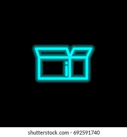 Box blue glowing neon ui ux icon. Glowing sign logo vector