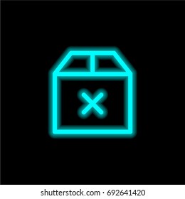 Box blue glowing neon ui ux icon. Glowing sign logo vector