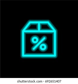 Box blue glowing neon ui ux icon. Glowing sign logo vector