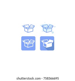 box blue icon. on white background. vector illustration. logo. web. Symbols
