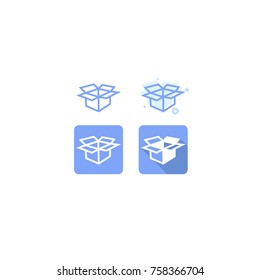 box blue icon. on white background. vector illustration. logo. web. Symbols