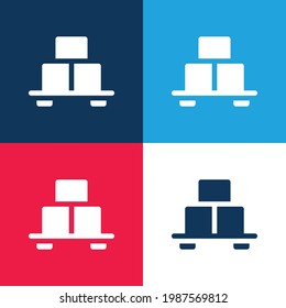 Box blue and red four color minimal icon set