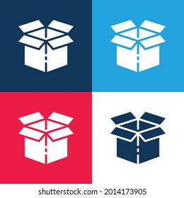 Box blue y red cuatro colores minimo conjunto de iconos