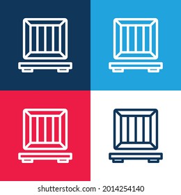Box blue and red four color minimal icon set