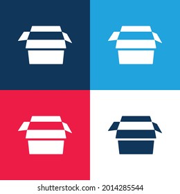 Box blue and red four color minimal icon set