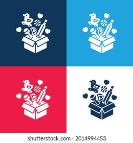 Box blue and red four color minimal icon set