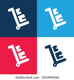 Box blue y red cuatro colores minimo conjunto de iconos
